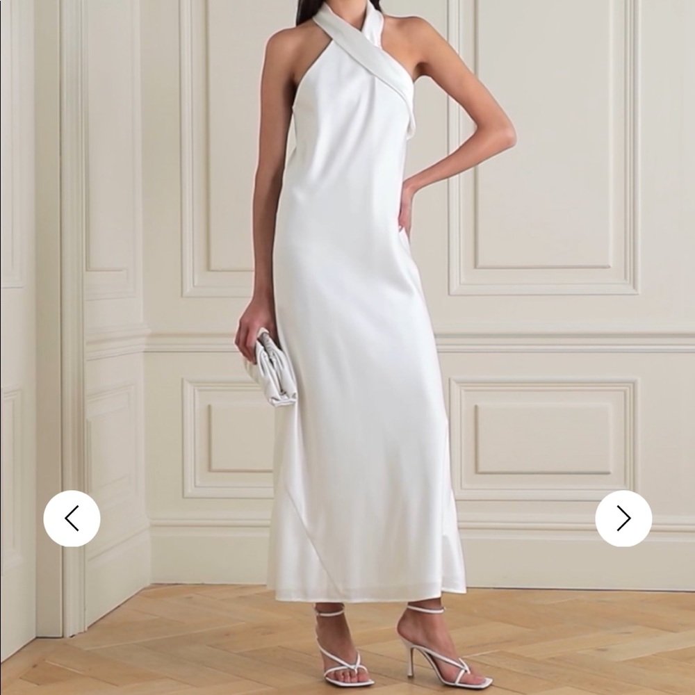 Galvan Pandora satin halterneck midi dress